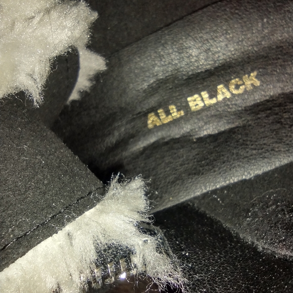 ALL BLACK Black Cream Suede Shearling Lug Flatform Platform Boots Size 37.5 (7) - Picture 11 of 12